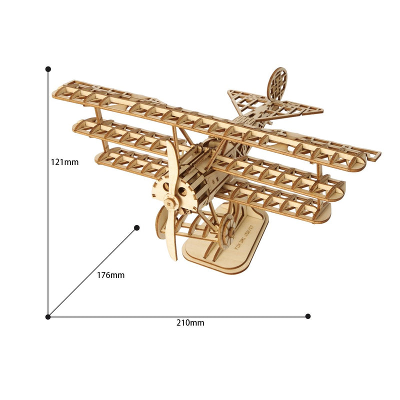 Build Me! Rustic 3D Model Biplane Airplane Laser Cut Puzzle