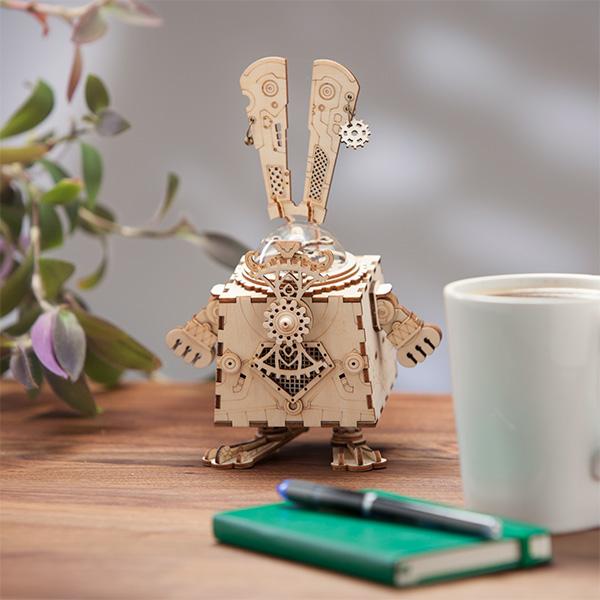 Bunny Wooden Geared Music Box - Great Musical DIY 3D Model and Puzzle