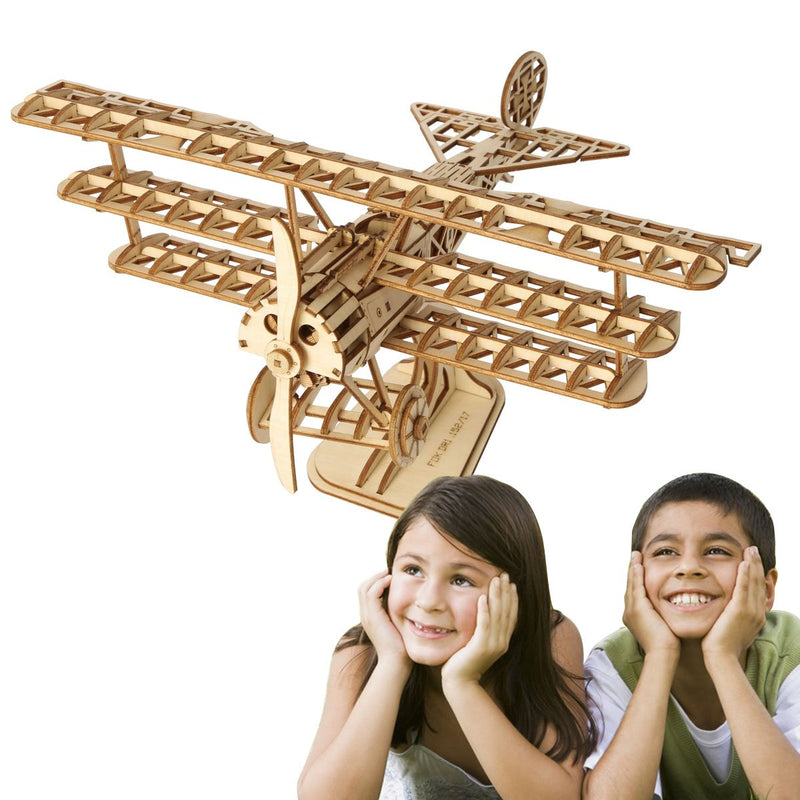 Build Me! Rustic 3D Model Biplane Airplane Laser Cut Puzzle