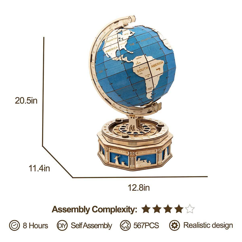 Build Me! Wooden Rotating Globe 3D Wooden Model with Secret Compartments