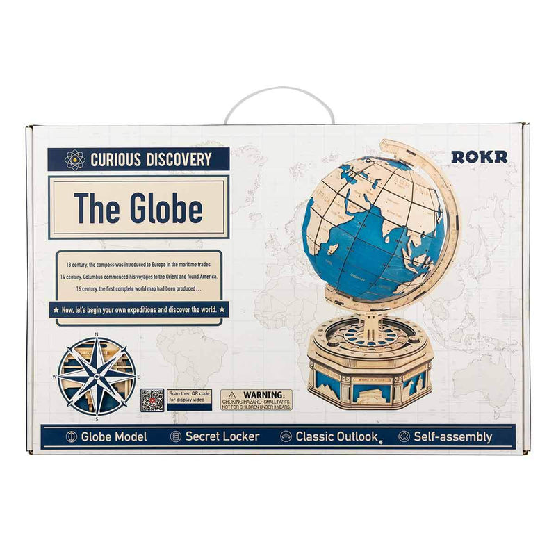 Build Me! Wooden Rotating Globe 3D Wooden Model with Secret Compartments