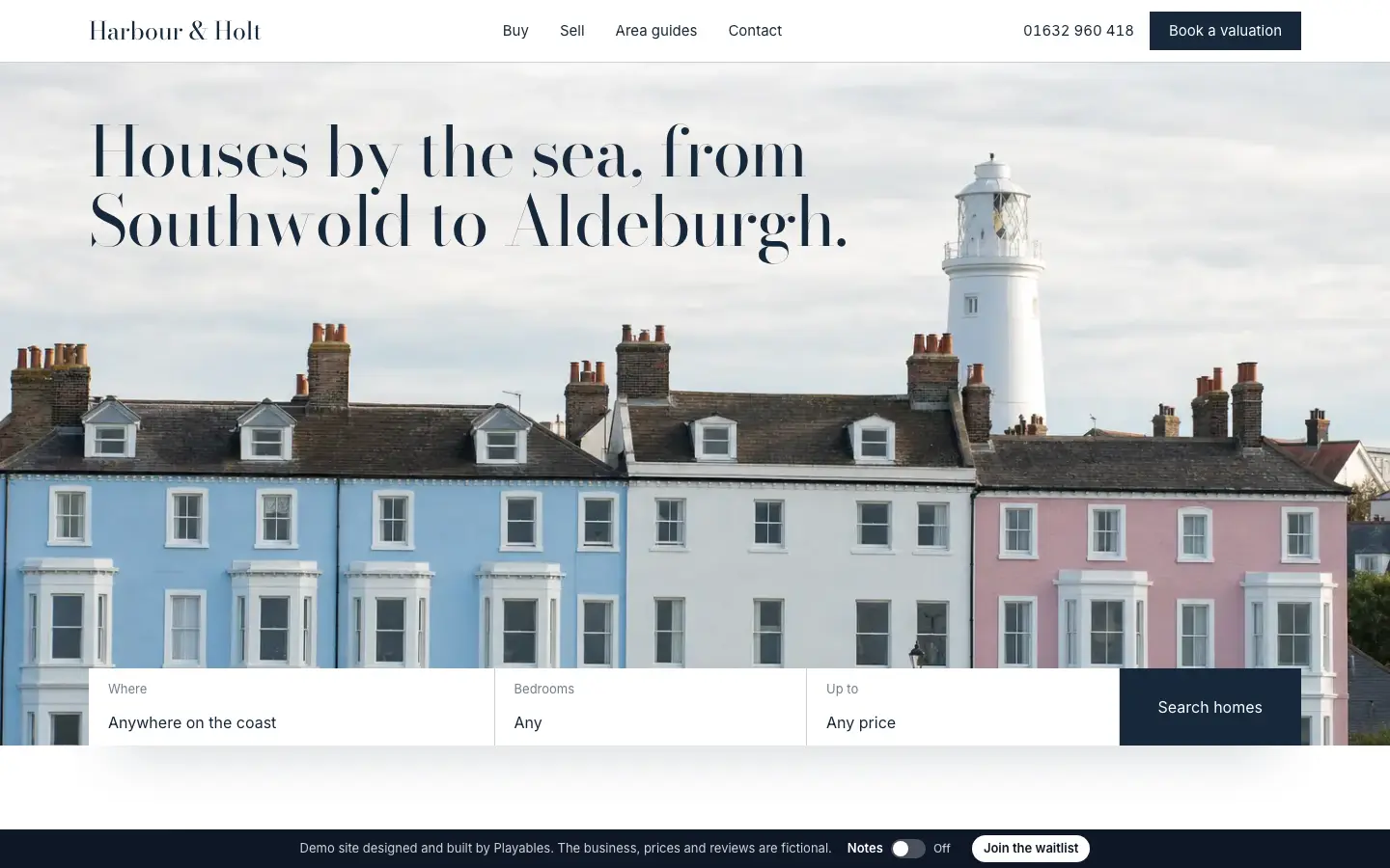 Harbour & Holt demo site on a desktop browser